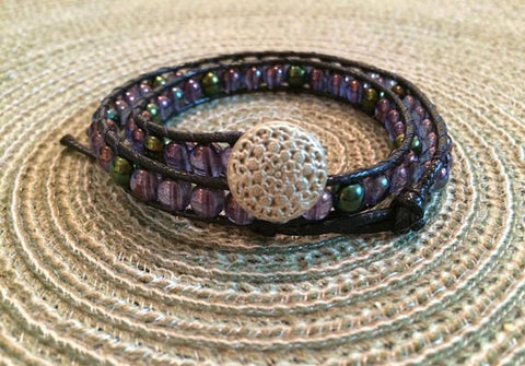 Double Wrap Beaded Bracelet with Multi-Colored Beads